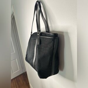 Coach Hampton Signature Canvas Extra Large Tote with Leather Straps Travel Bag